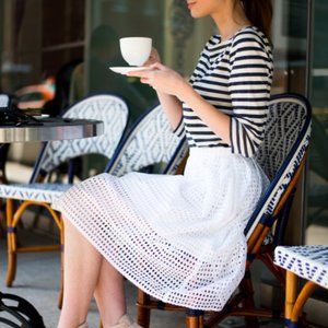 J Crew White Eyelet Midi Skirt